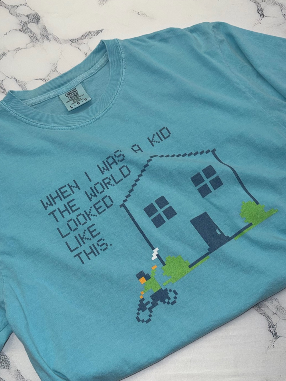 Paperboy 🗞️ Comfort Colors Light Teal Graphic Tee “When I was a kid…”